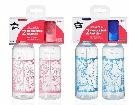 Tommee Tippee 2 Essentials Decorated Bottles 250ml 3M+-1