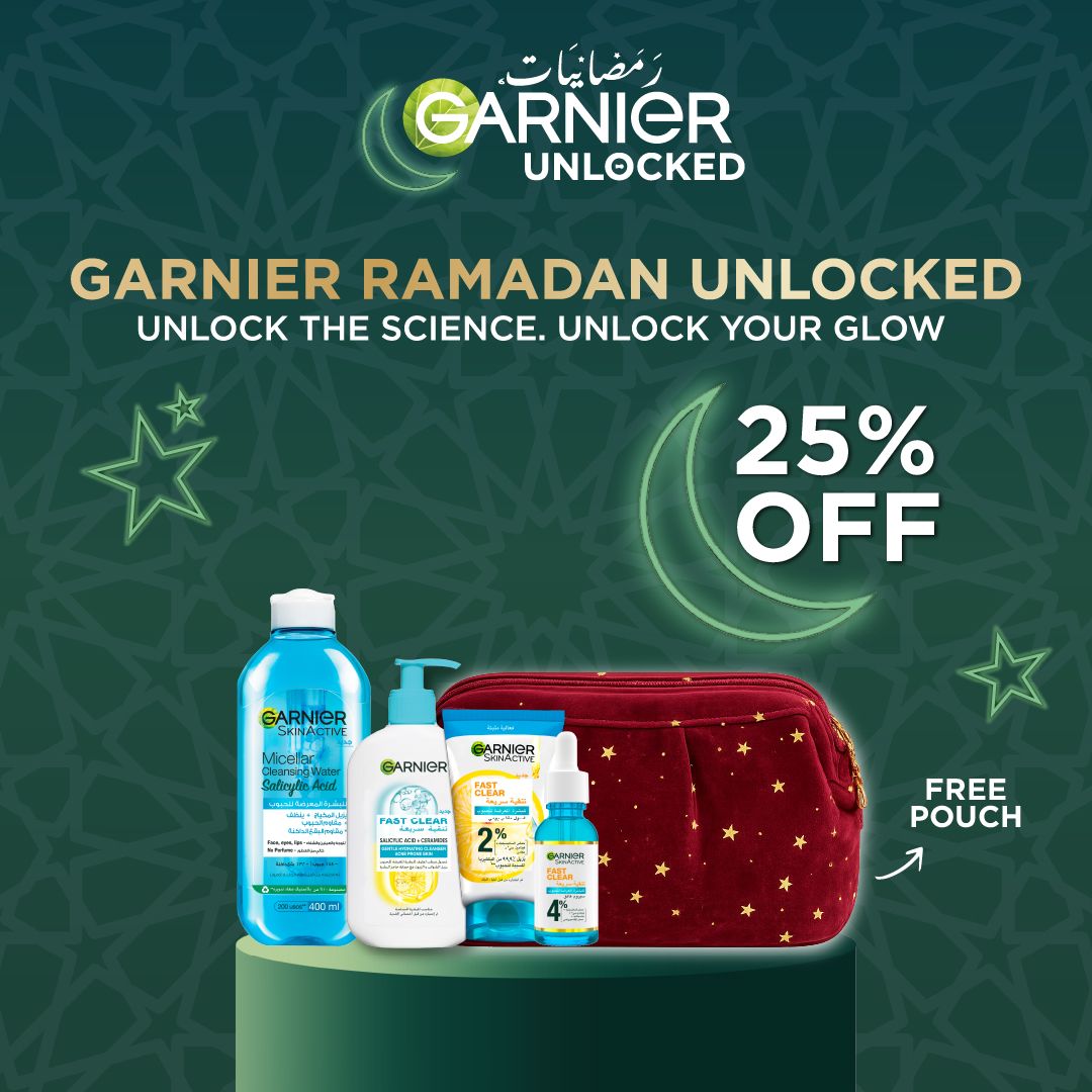 Garnier Fast Clear Acne Care Bundle 25% Off with Free Pouch Ramadan Offer-2