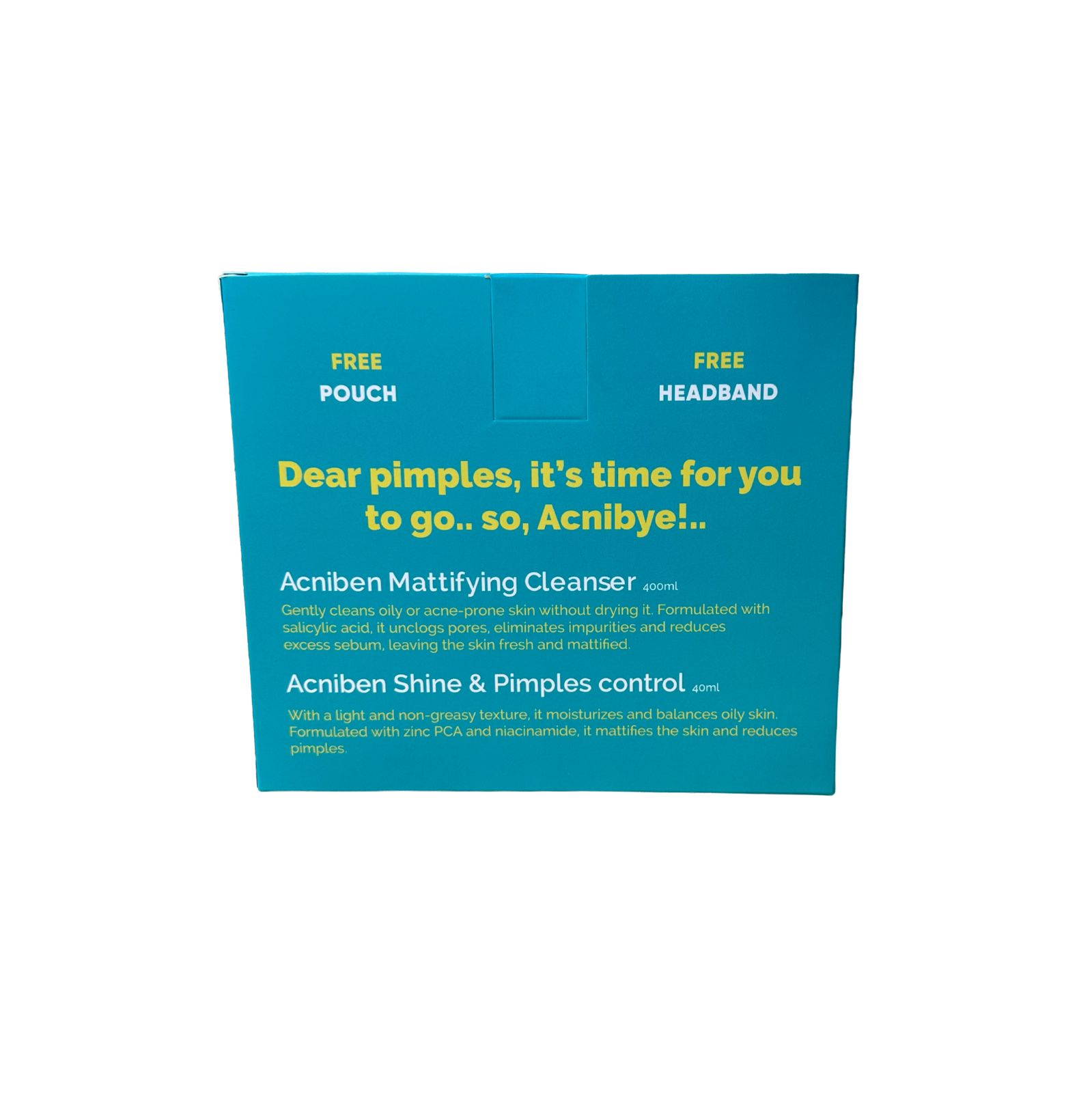 ISDIN Acniben Mattifying Cleanser 400 ml + ISDIN Acniben Shine and Pimples Control 40 ml get Free Pouch and Headband-2