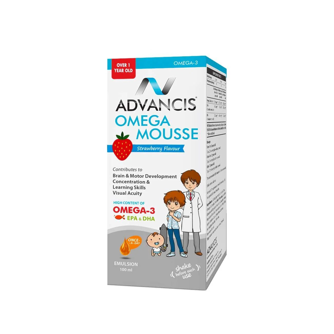 Advancis Omega Mousse Strawberry Emulsion 100ml – Omega-3 for Kids Over 1 Year-1