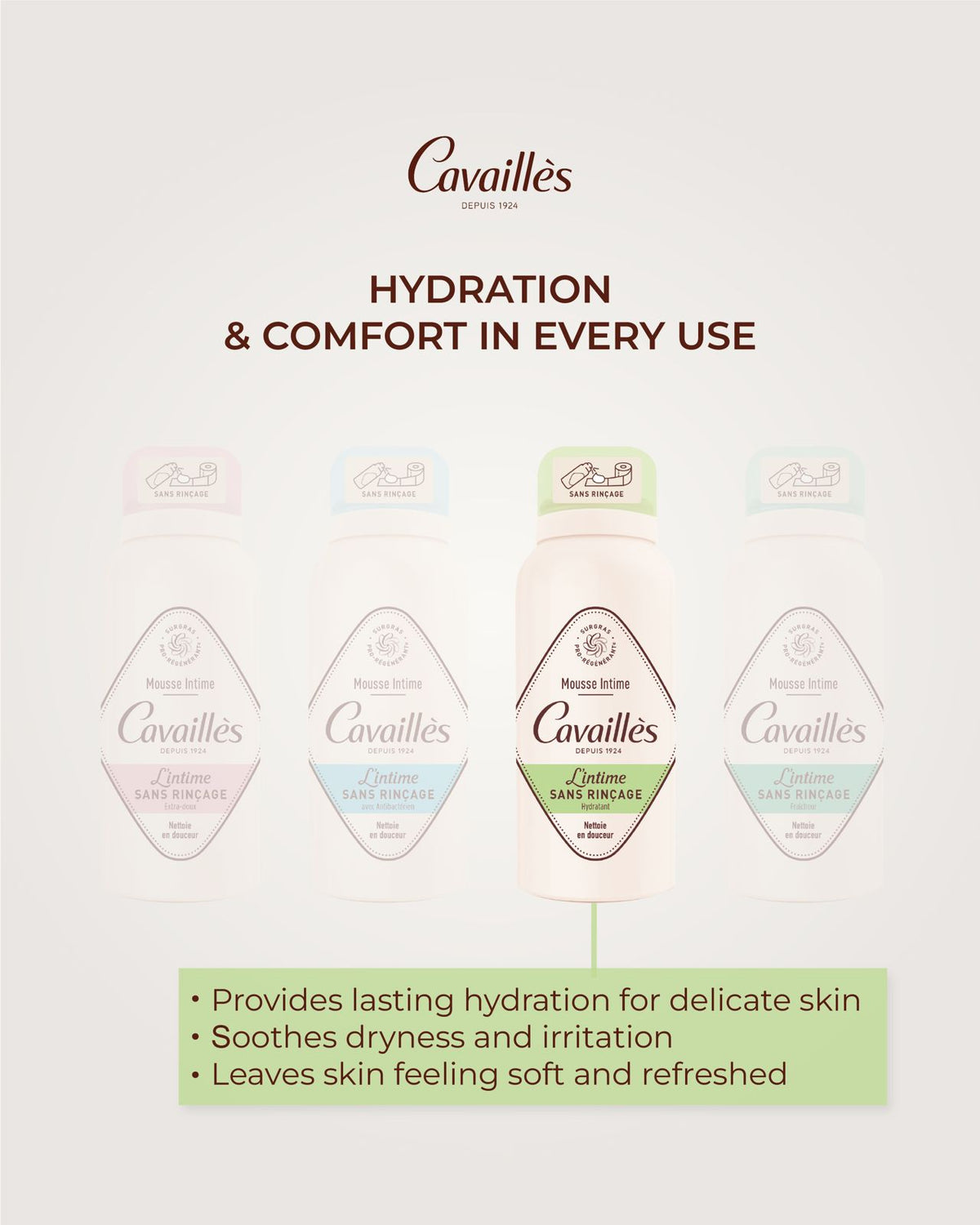 ROGE CAVAILLES Hydrating Intimate Foam 100ml – No-Rinse Cleansing Foam for Sensitive Intimate Areas-4