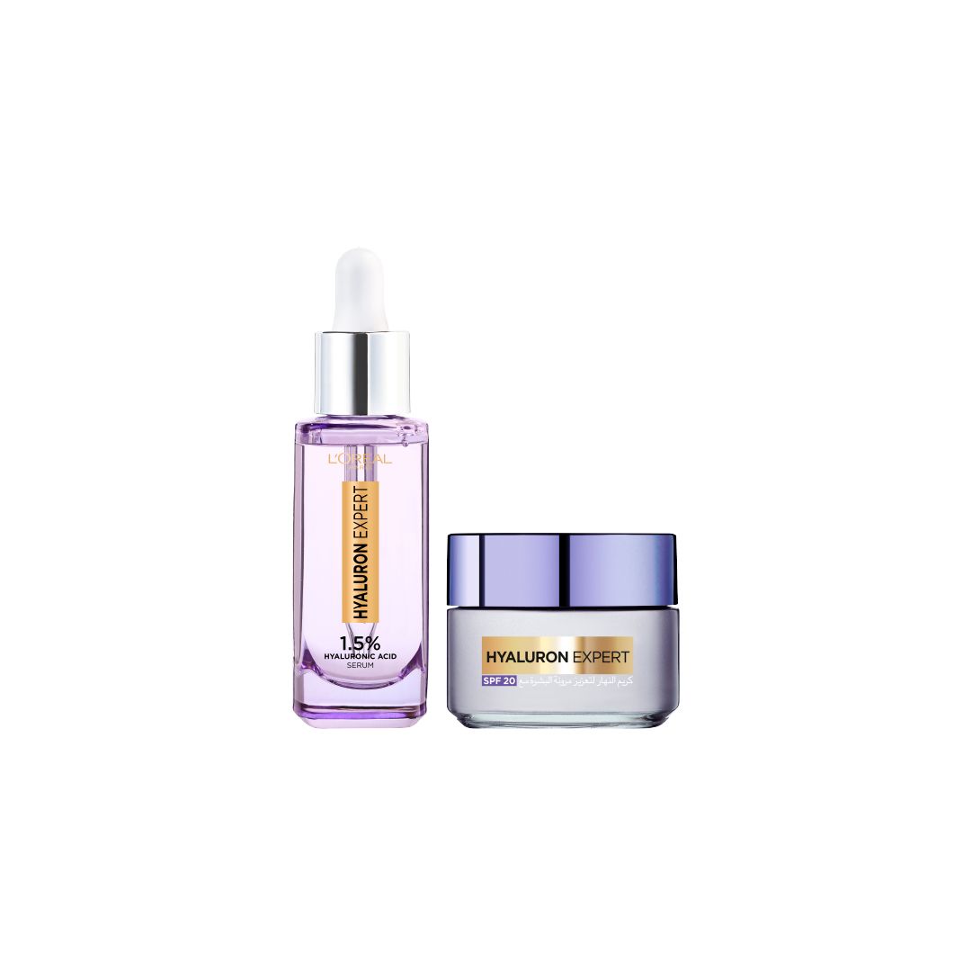 L’Oreal Paris Hyaluron Expert 1.5% Hyaluronic Acid Serum and Hyaluron Expert Day Cream SPF 20 Anti Wrinkle Hydration Duo 20% Off-1