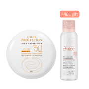 Avene High Protection SPF50 Tinted Compact 10g + Avene Makeup Removing Micellar Water 25ml Get Free – Sun Protection & Gentle Cleansing Set