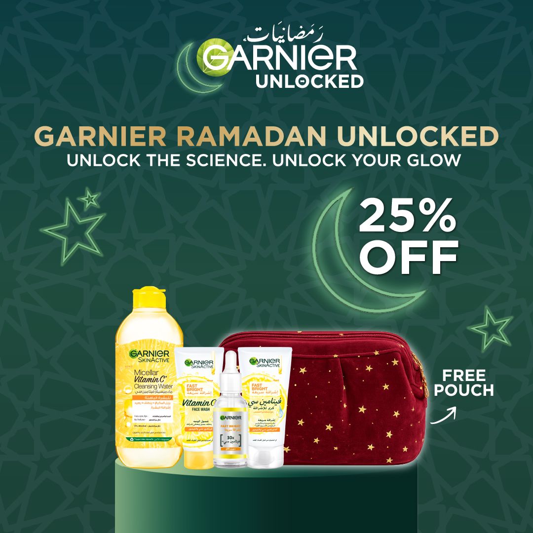 Garnier Vitamin C Brightening Skincare Bundle 25% Off with Free Pouch Ramadan Offer-2