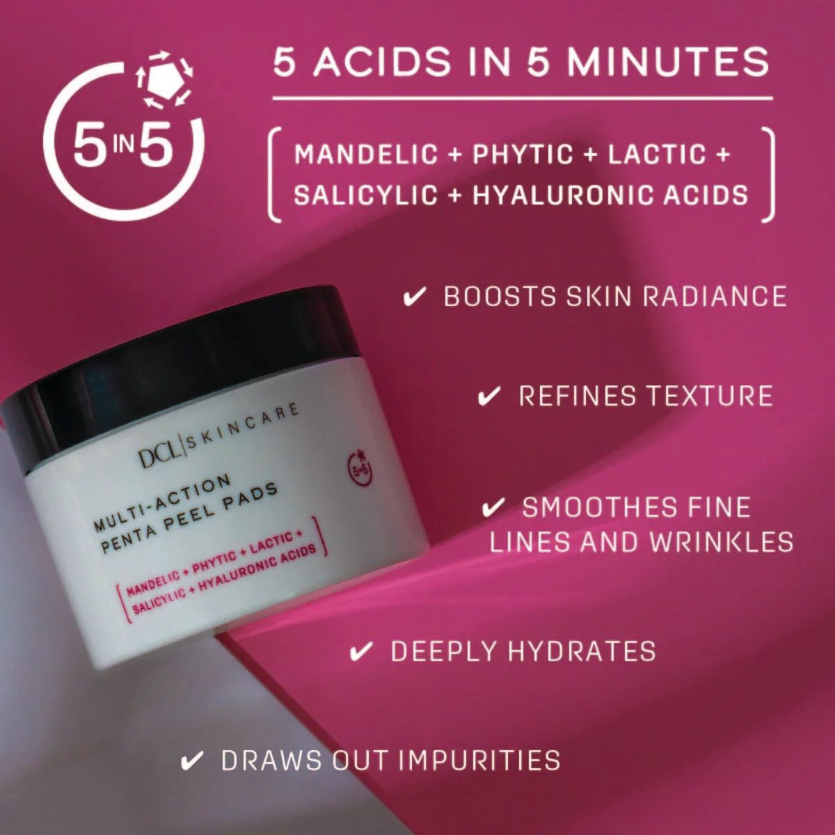 DCL Skincare Multi-Action Penta Peel – 50 Pads for Radiant, Smooth Skin-4