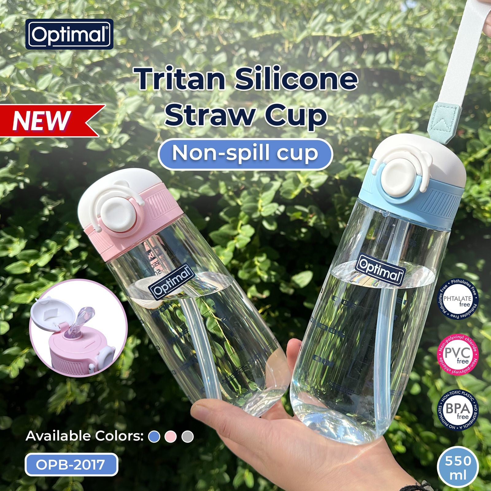 Optimal Tritan Silicone Straw Cup Non-Spill – 550ml for Easy, Spill-Free Hydration --1
