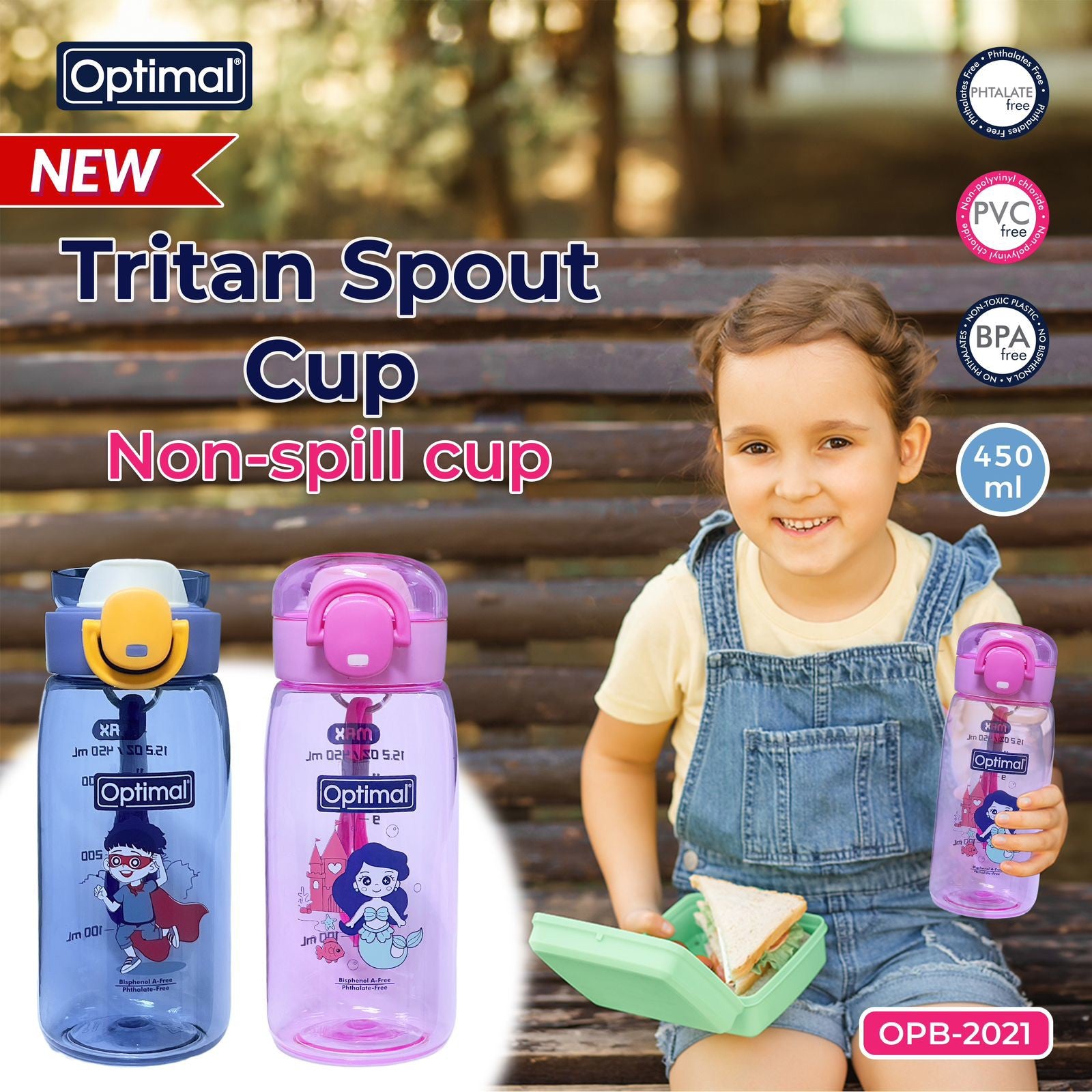 Optimal Tritan Spout Cup Non-Spill – 450ml for Convenient and Spill-Free Hydration-1