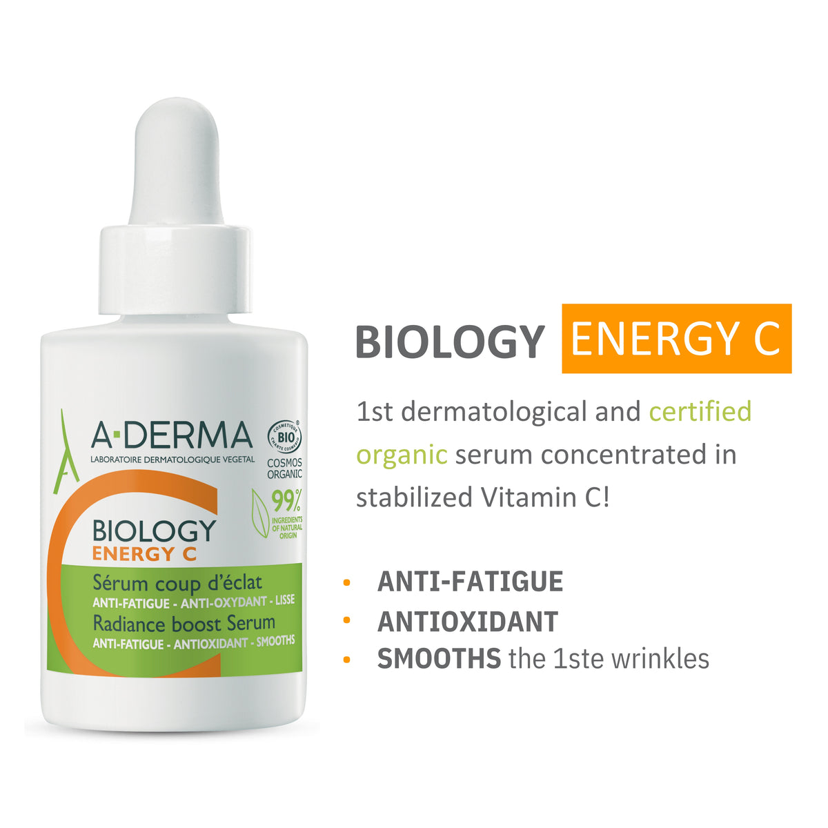 Aderma Biology Energy C Radiance Boost Sérum Vit C+ 30ml-Smoothes - Boosts the radiance of the complexion-3