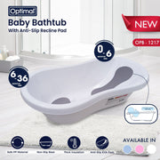 Optimal Baby Bathtub with Anti-Slip Recline Pad - Safe and Comfortable Bathing Experience-1