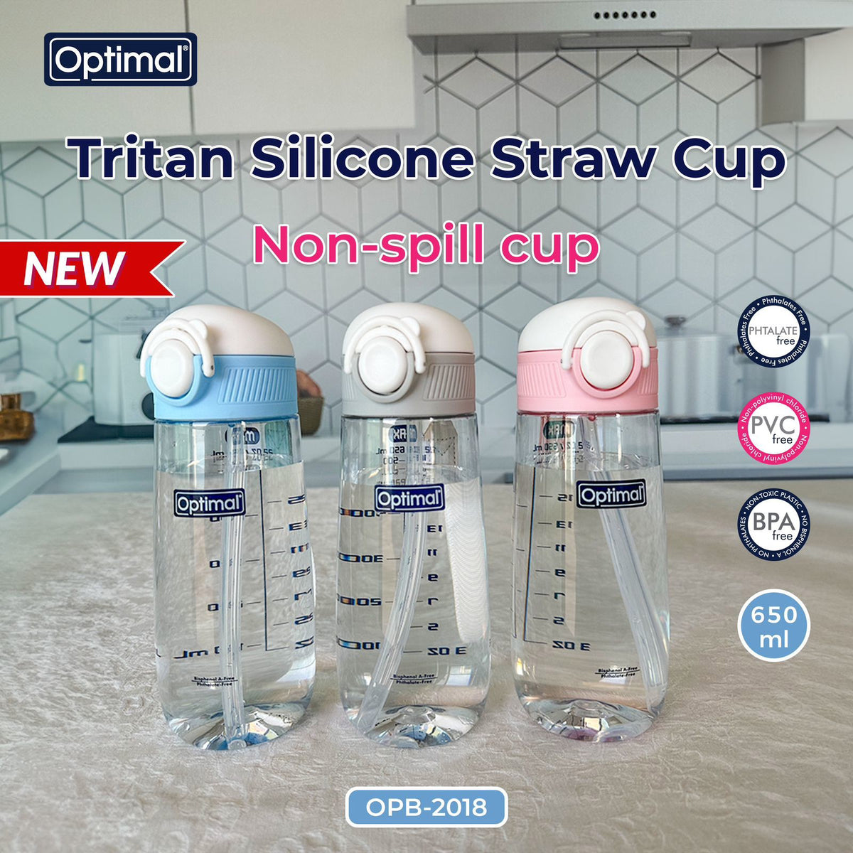 Optimal Tritan Silicone Straw Cup Non-Spill – 650ml for Easy, Spill-Free Hydration-1