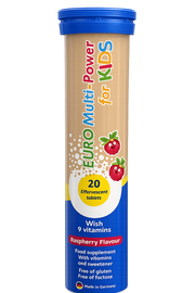 EURO Multi-Power for Kids Effervescent Tablets 20pcs – Raspberry Flavour