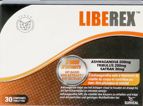 LIBEREX Ashwagandha, Tribulus & Saffron 30 Tablets – Physical & Mental Vitality Support-1