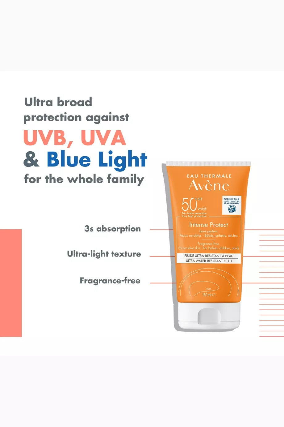 Avene Intense Protect SPF 50+ Sun Protection Ultra Water-Resistant Fluid 150ml | High Protection for Sensitive Skin-3