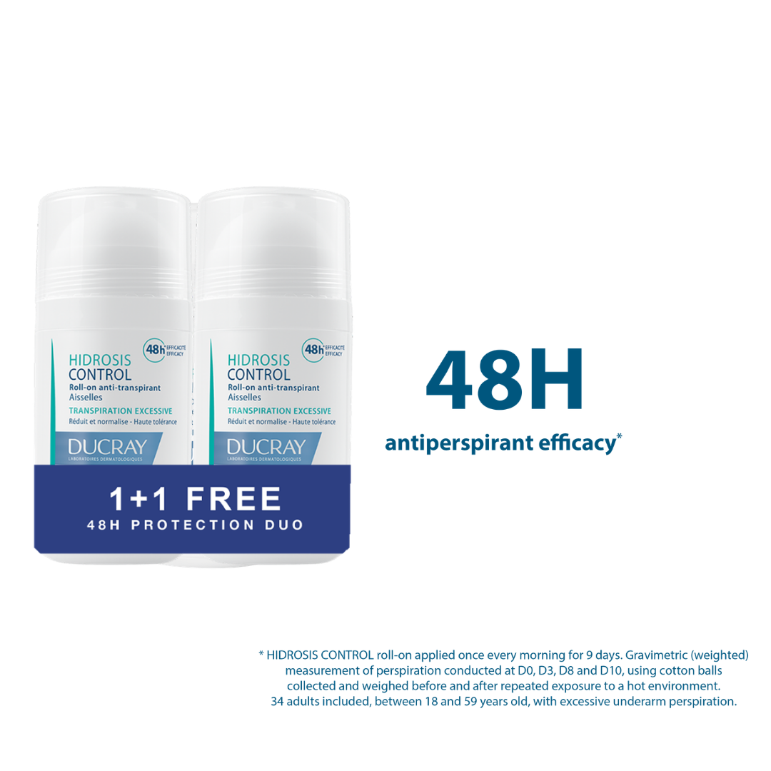 Ducray Hidrosis Control Antiperspirant Roll On Underarms 48H Protection Buy 1 Get 1 Free