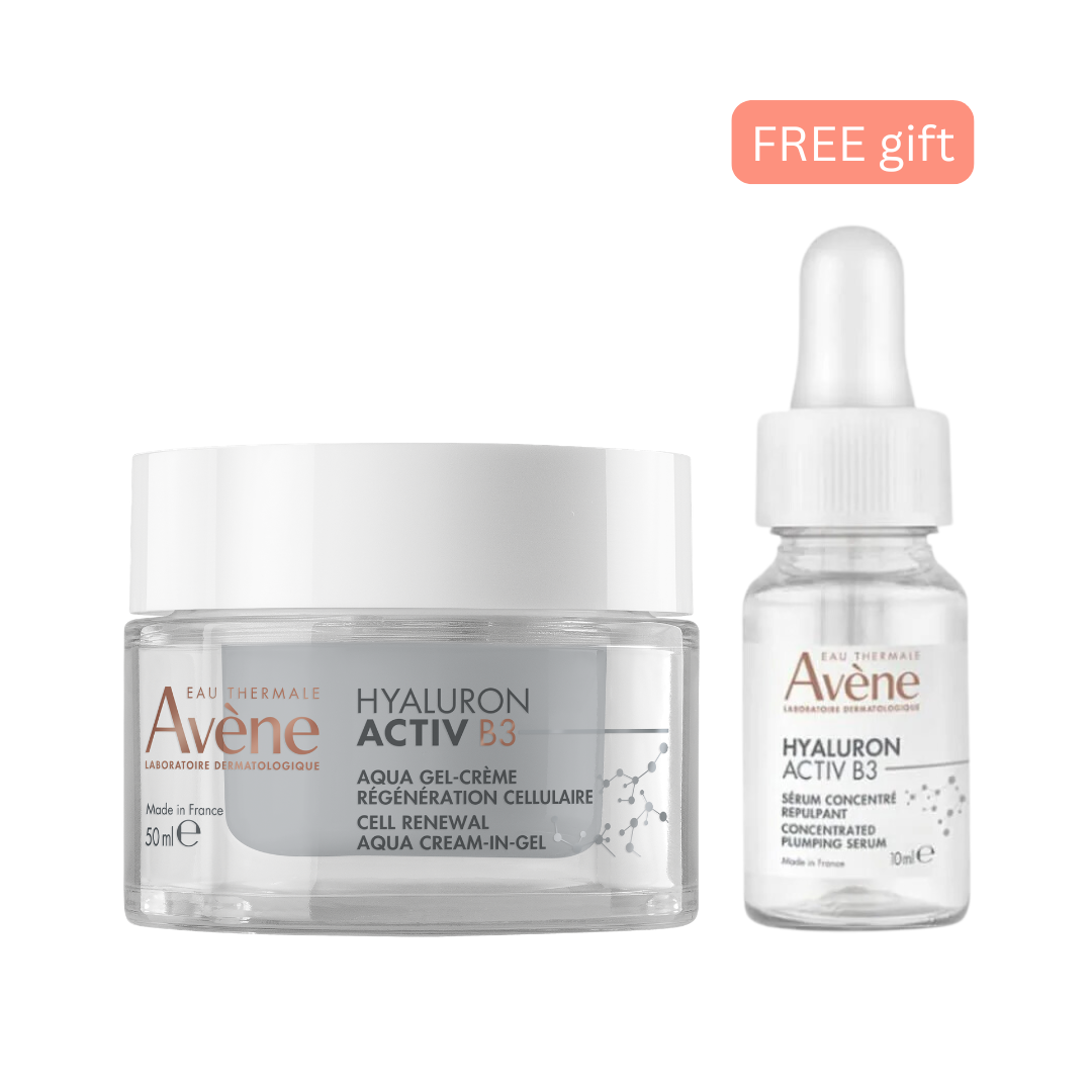 Avene Hyaluron Activ B3 Aqua Cream-in-Gel 50ml + Avene Hyaluron Activ B3 Plumping Serum 10ml Get Free – Skin Renewal & Plumping Set
