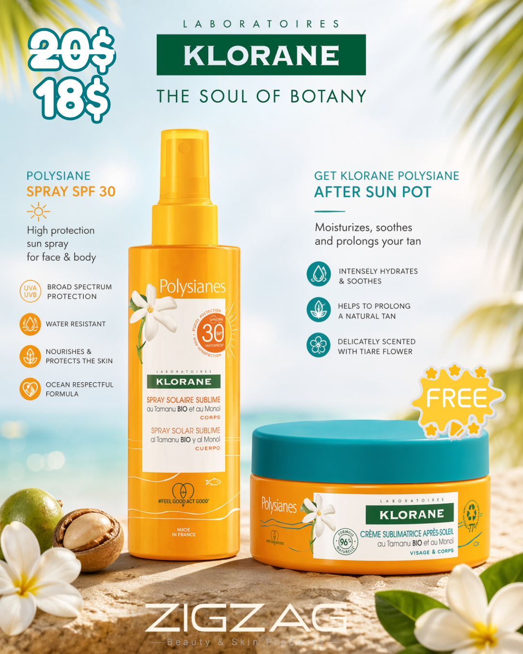 Klorane Plysiane Body Spray Spf 30 and get a free Klorane Polysiane Sublime After Sun 200ml