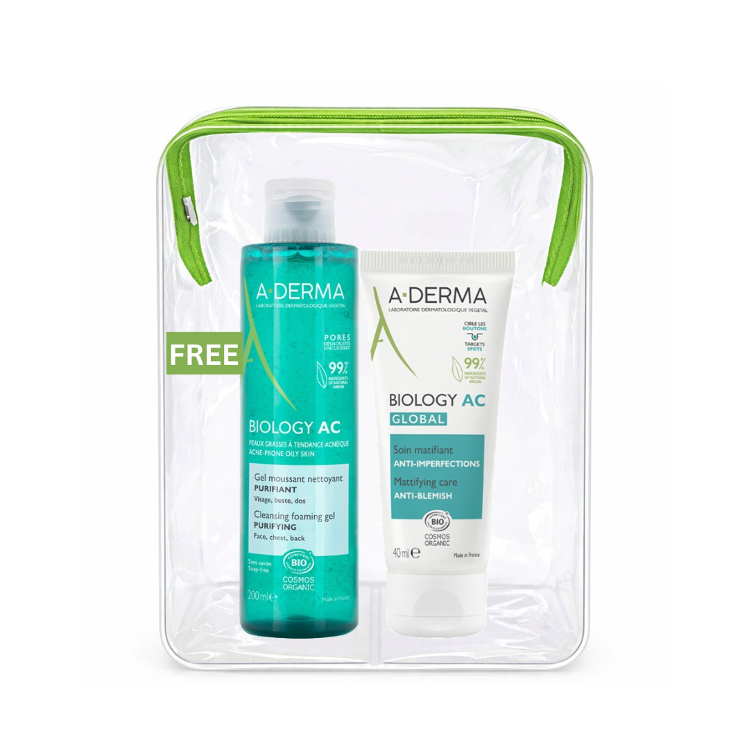Aderma Biology AC Mattifying anti-blemish global treatment and get a FREE 200ml Biology AC Purifying foaming gel