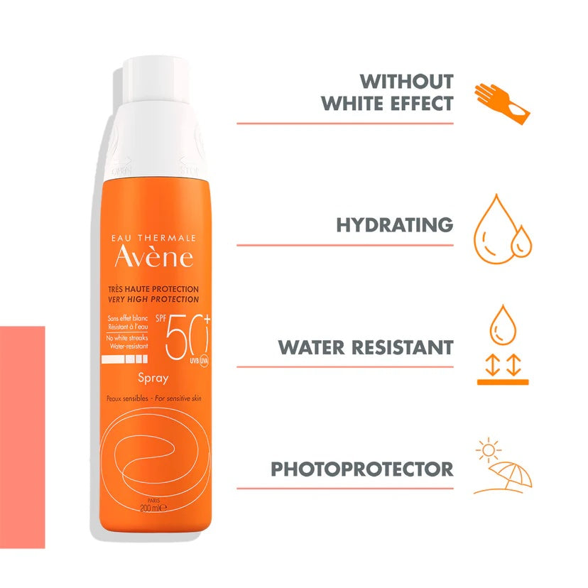 Avene Very High Sun Protection SPF 50+ Spray 200ML - Broad-Spectrum UV Defense for All Skin Types-2