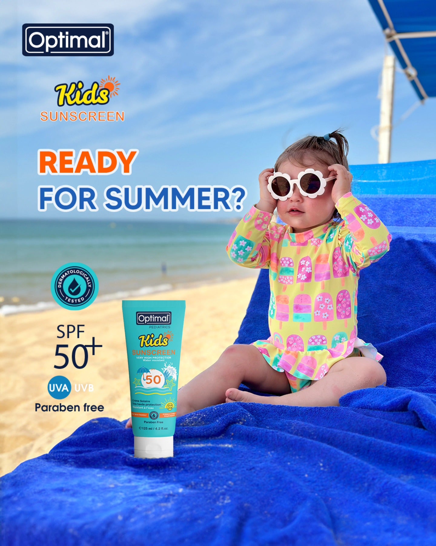 Optimal Kids Sunscreen SPF50+ 125ml | High Protection for Sensitive Skin-2