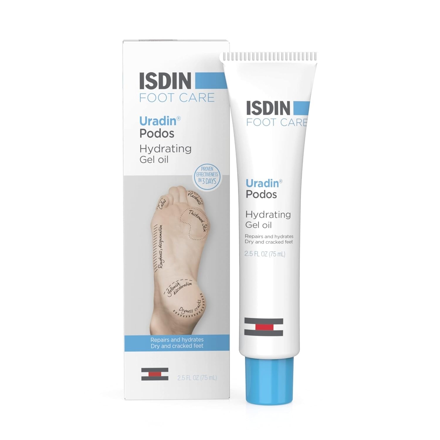 ISDIN Ureadin Podos Foot Care Gel Oil 75ml | Hydrating and Repairing Gel for Dry, Cracked Feet-1