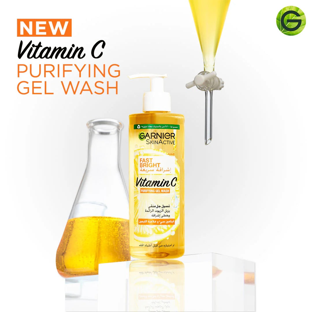 Garnier Skinactive Fast Bright Vitamin C Gel Wash for Dull Skin- Purifying Face Gel Wash 400ml-5