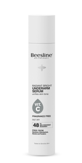 Beesline Radiant Bright Underarm Deodorant Serum with Vitamin C – 48-Hour Antiperspirant & Skin Brightening Spray, 150ml – Fragrance Free-1