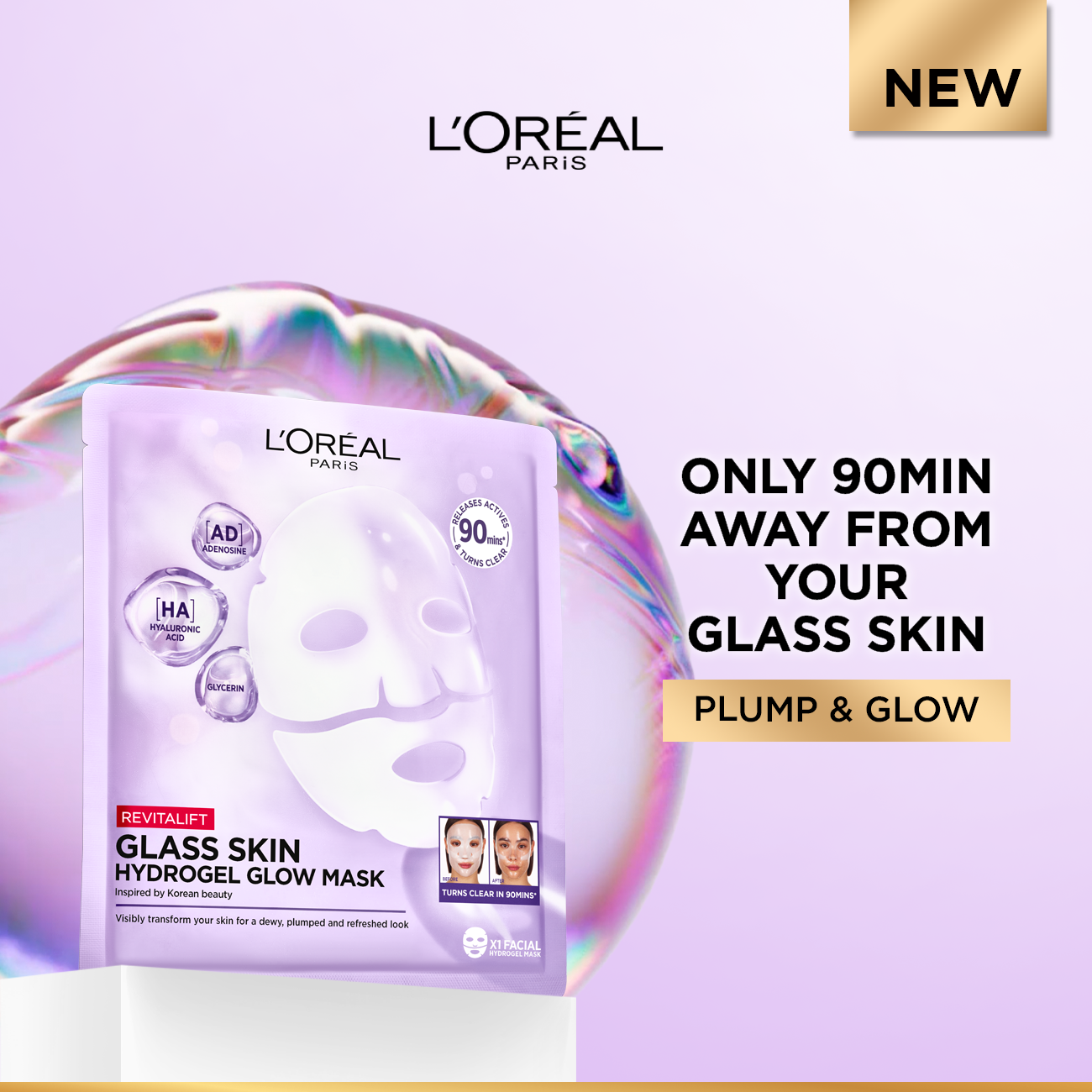 L’Oreal Paris Revitalift Glass Skin Hydrogel Glow Mask 1 Piece