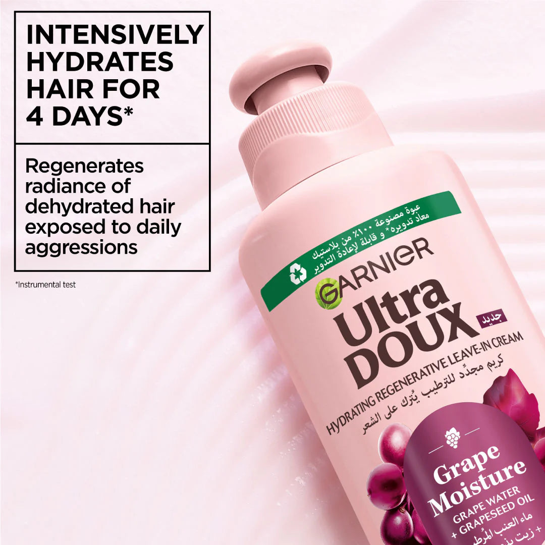 Garnier Ultra Doux Grape Moisture Leave In 200ml Hydrating Shine Boost