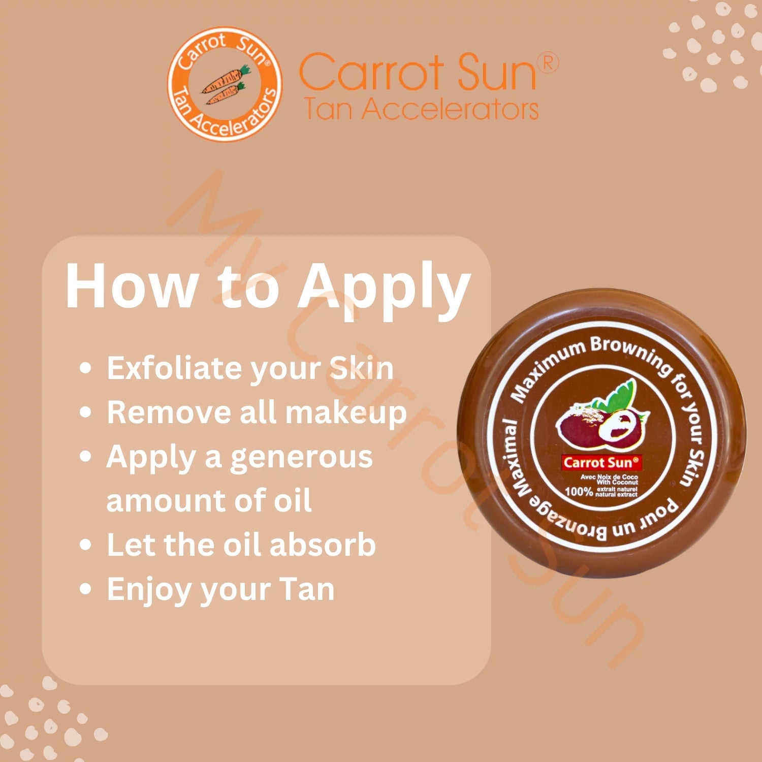 Carrot Sun Coconut Tanning Cream 350 ml - Water Resistant-3