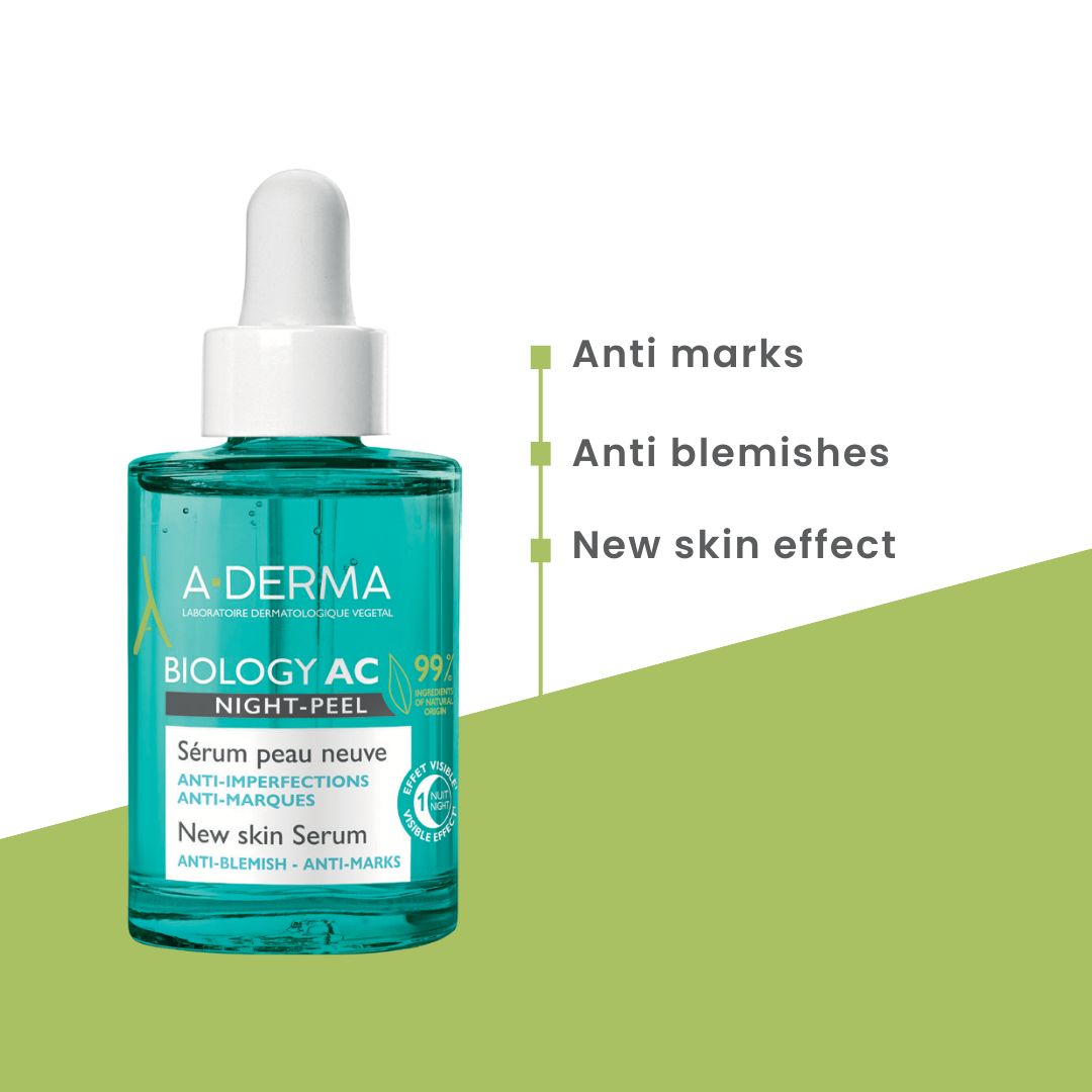 A-DERMA Biology AC Night-Peel New Skin Serum 30ml – Anti-Blemish Night Care with 99% Natural Origin-2
