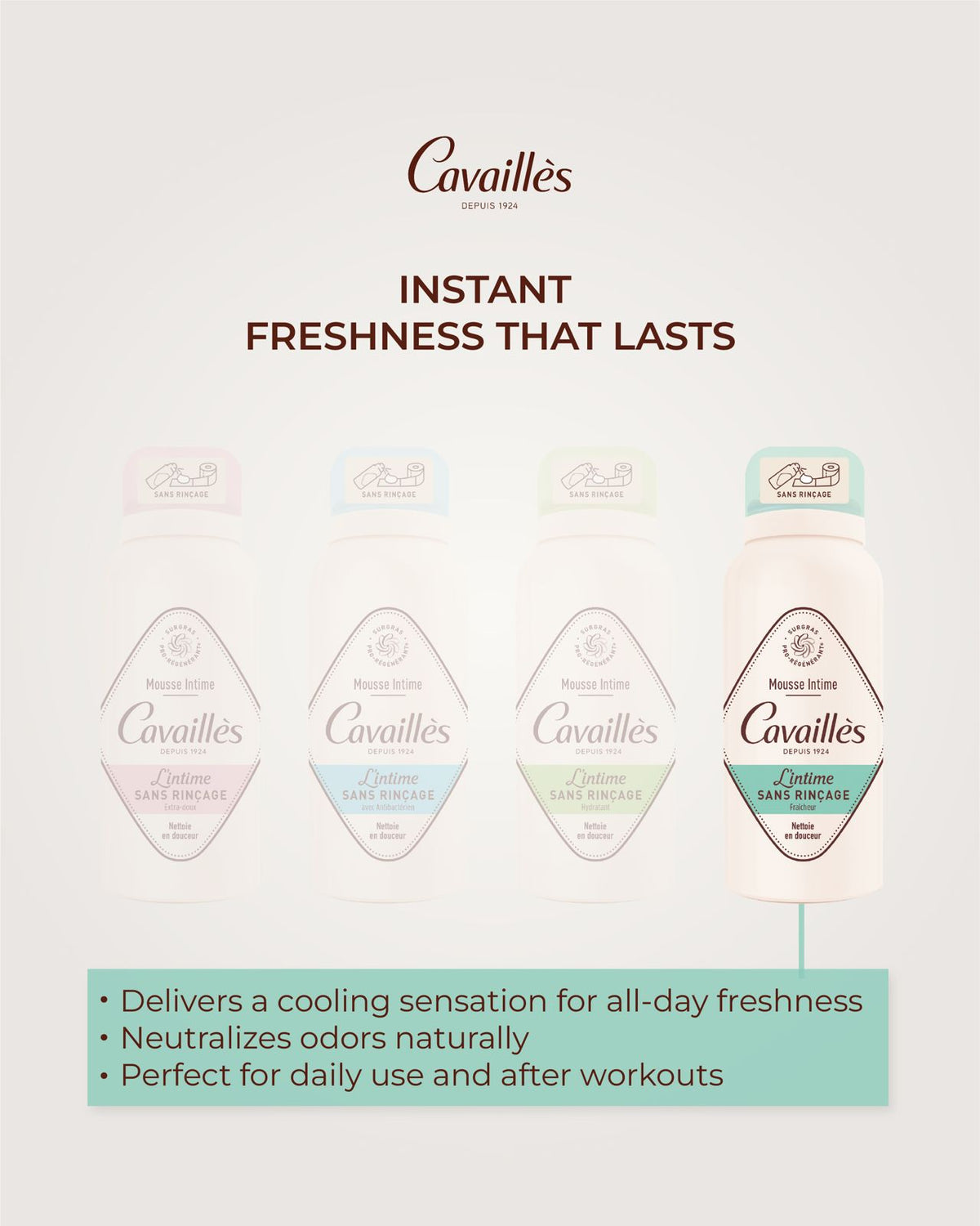 ROGE CAVAILLES Hydrating Intimate Foam 100ml – No-Rinse Cleansing Foam for Sensitive Intimate Areas-5