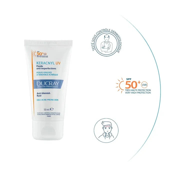 Ducray Keracnyl UV SPF 50+ - Sunscreen for Blemish-Prone Skin with High UV Protection-3