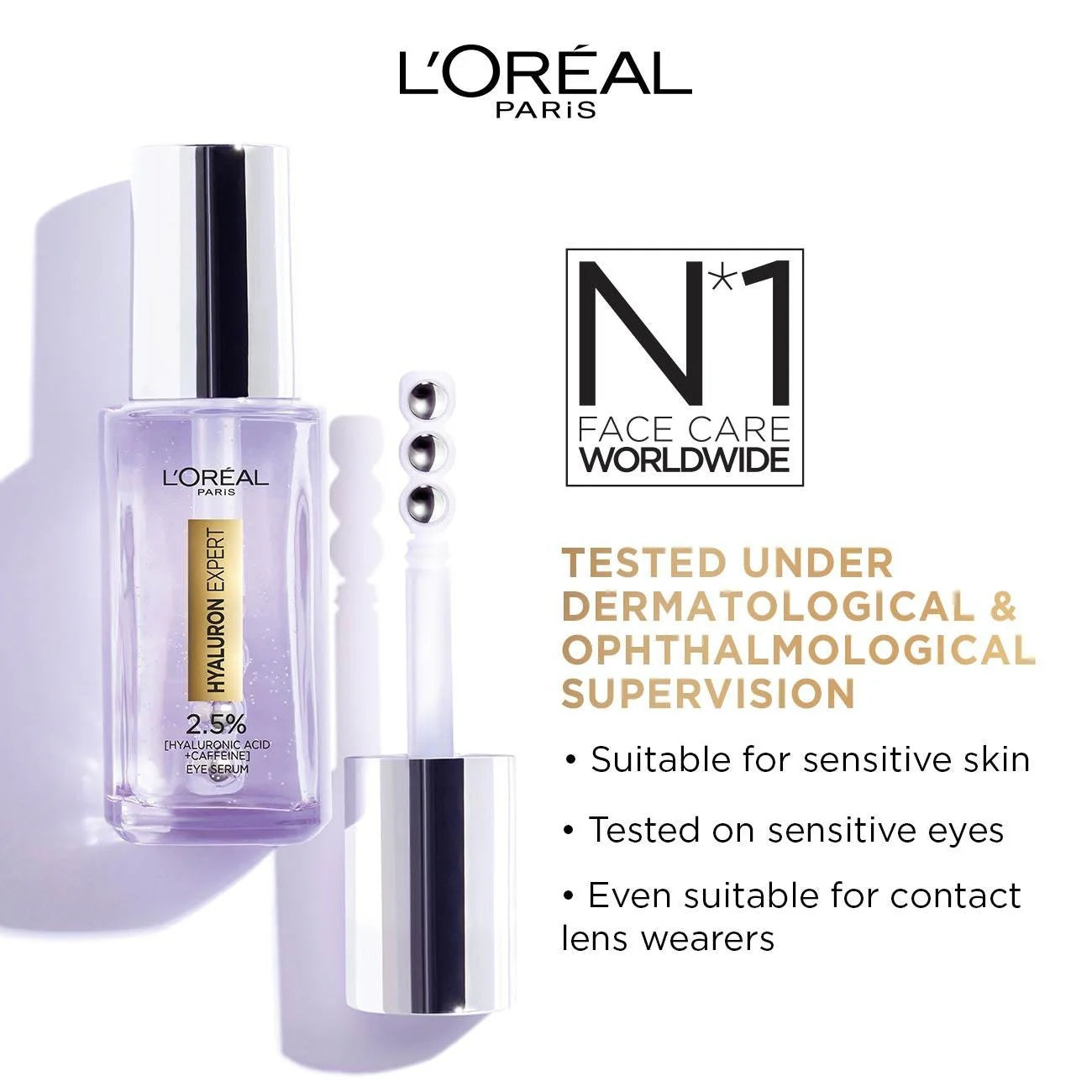 L'Oréal Paris Hyaluron Expert Anti-Aging Eye Serum with 2.5% Hyaluronic Acid & Caffeine – Hydrating & De-Puffing Formula-4