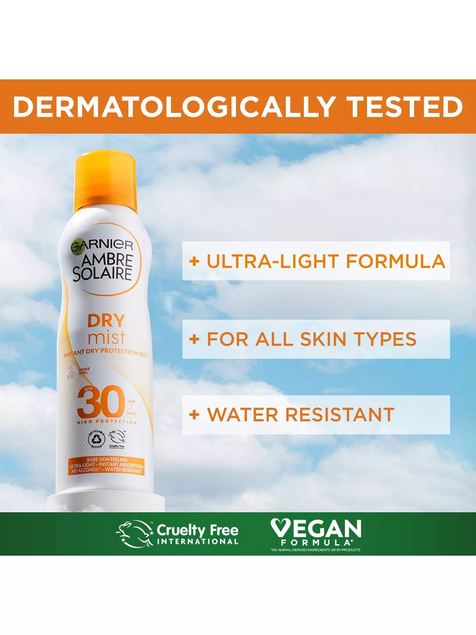 Garnier Ambre Solaire SPF 30 Dry Mist Sun Cream Spray 200ml – Lightweight Invisible Protection-2