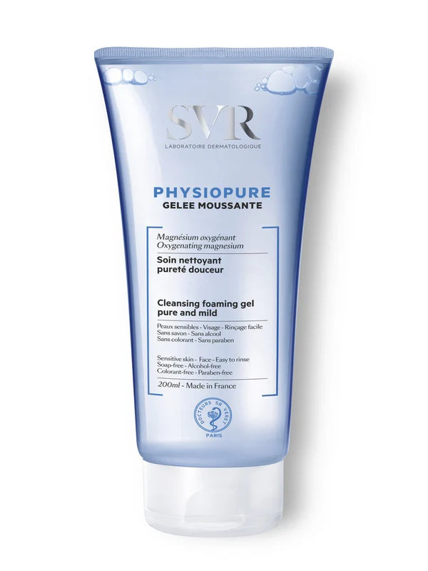 SVR Physiopure Gentle Foaming Gel Cleanser 200ml Purifies and Cleanses Skin without Drying for Sensitive Skin with Oxygenating Magnesium-1