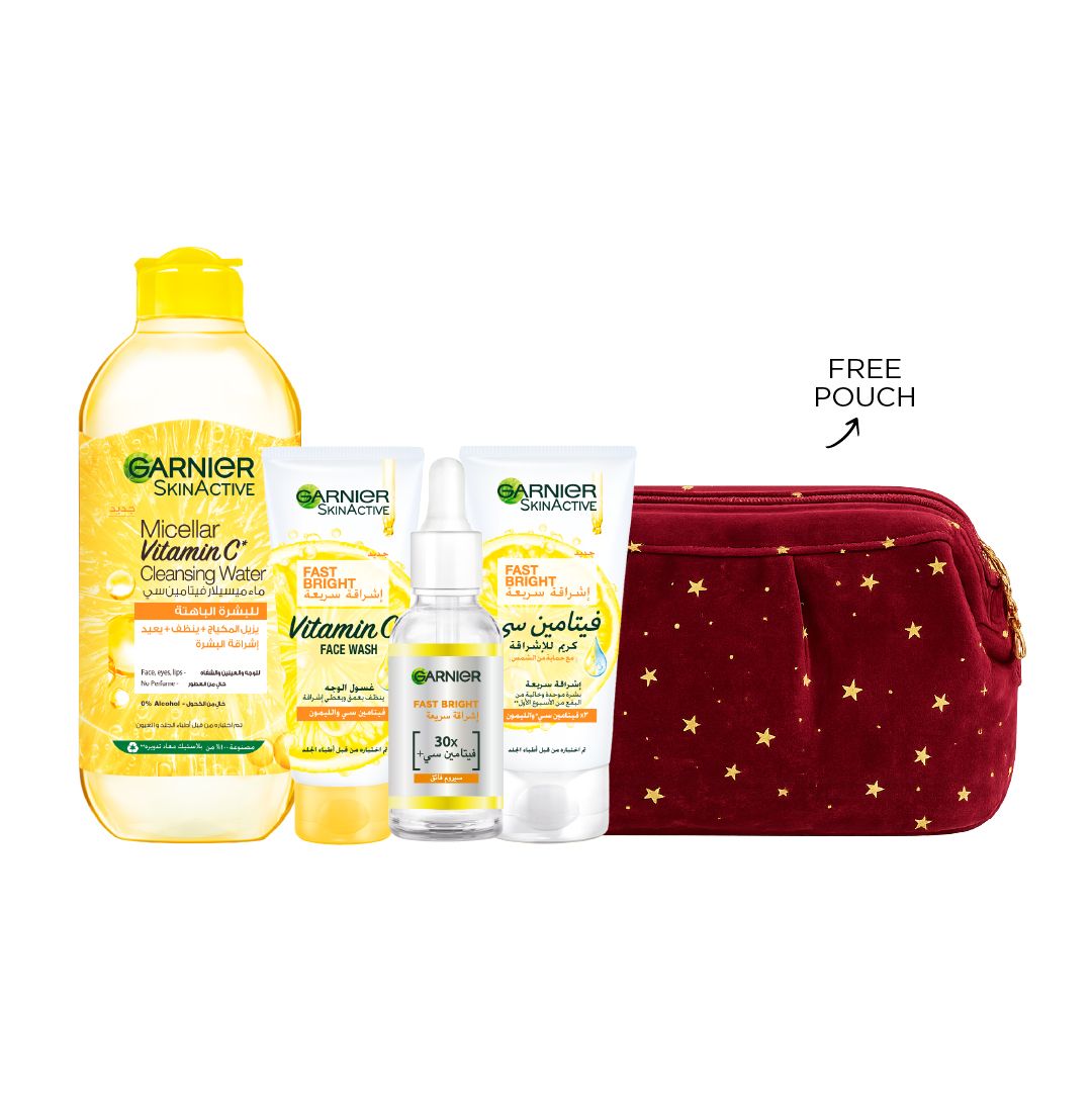 Garnier Vitamin C Brightening Skincare Bundle 25% Off with Free Pouch Ramadan Offer-1