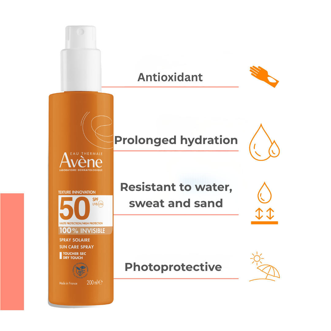 Avene High Protection Tinted Cream SPF50 50ml + Avene High Protection Invisible Sun Spray SPF50 200ml + Avene Thermal Spring Water 300ml Get Free Tote Bag – Sea Safe & Sun Set