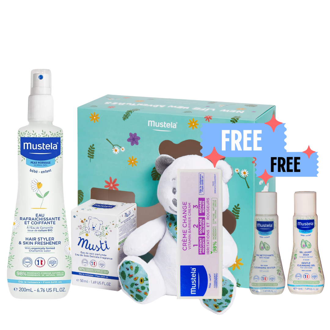 Mustela Musti Eau De Soin Parfumée Coffret, Mustela Eau Rafraichissante Get Free Mustela Gel Lavant and Eau Nettoyante-1