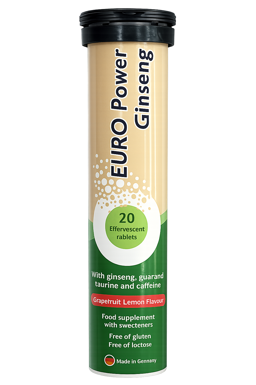 EURO Power Ginseng – 20 Effervescent Tablets, Grapefruit-Lemon Flavour