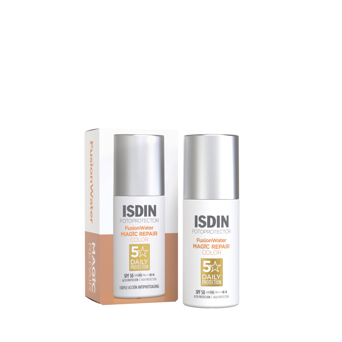 ISDIN Fusion Water MAGIC Repair Color SPF 50 | High Protection Tinted Sunscreen for Skin Repair and UV Defense-1