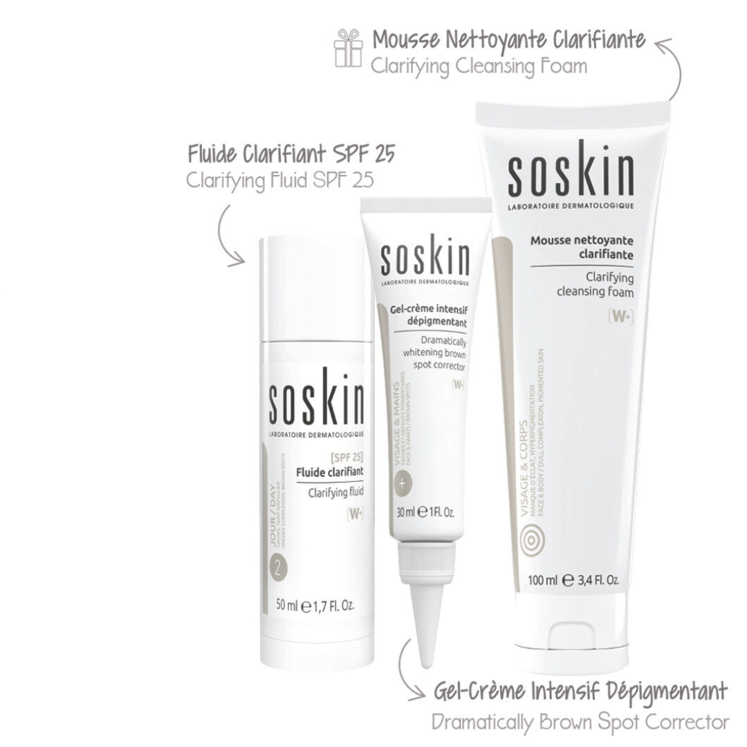 Soskin Clarifying & Spot Correcting Bundle- Buy Clarifying Cleansing Foam,  Whitening Brown Spot Corrector, and Get a Free Soskin Clarifying Fluid-1