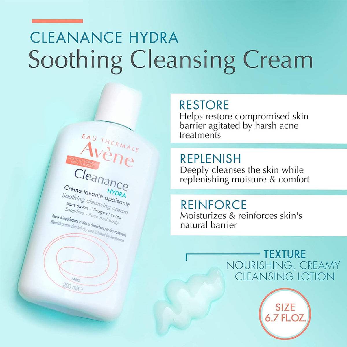 Avene Cleanance Hydra Soothing Cleansing Cream 200ML - Gentle Cleanser for Sensitive, Oily Skin-3