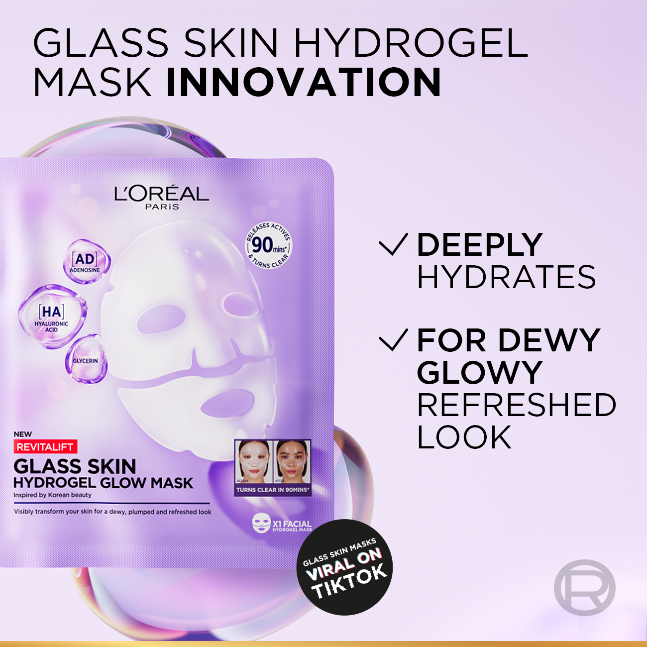 L’Oreal Paris Revitalift Glass Skin Hydrogel Glow Mask 1 Piece