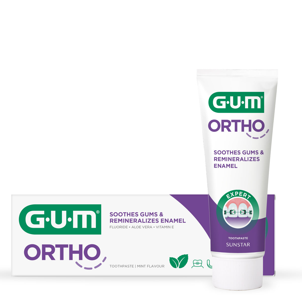 GUM Ortho Toothpaste 75ml | Daily Oral Care for Braces and Orthodontic Appliances