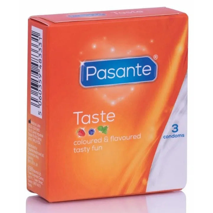 Pasante Taste Flavoured Condoms 3 Pack & 12 Pack– Fun Colours and Flavours for Oral Intimacy-1