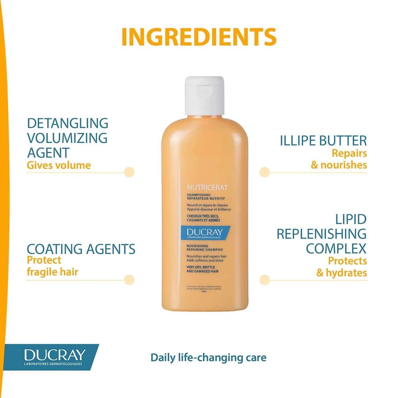 Ducray Nutricerat Intense Nutrition Shampoo for Extremely Dry Damaged Hair 200ml-3