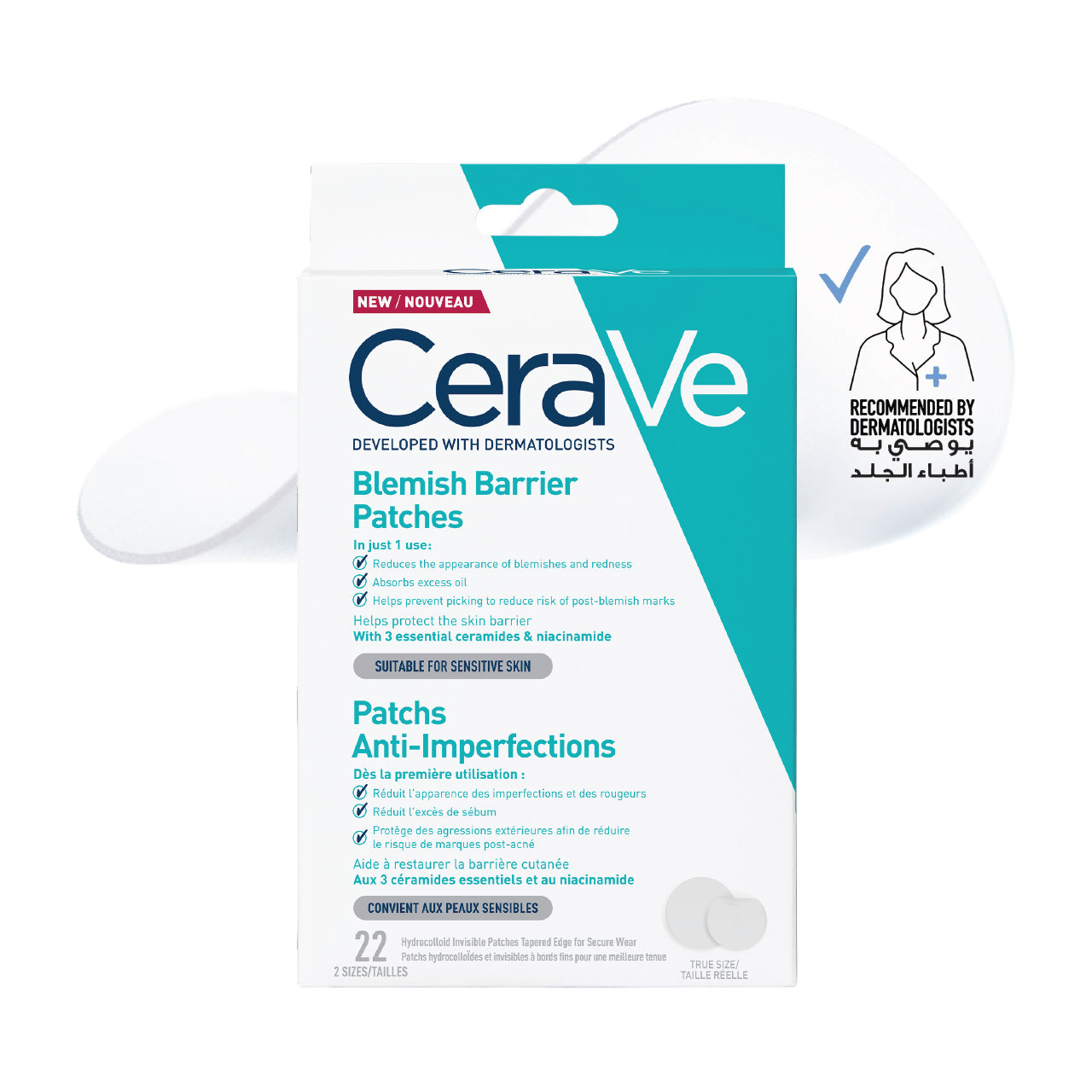 CeraVe Blemish Barrier Patches with 3 Essential Ceramides & Niacinamide 22 Patches