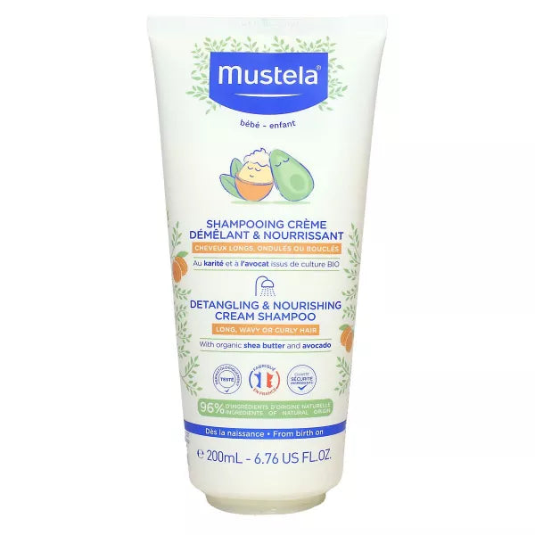 Mustela Detangling and  Nourishing Cream Shampoo 200ml for Babies and Children | Gentle Hair Care