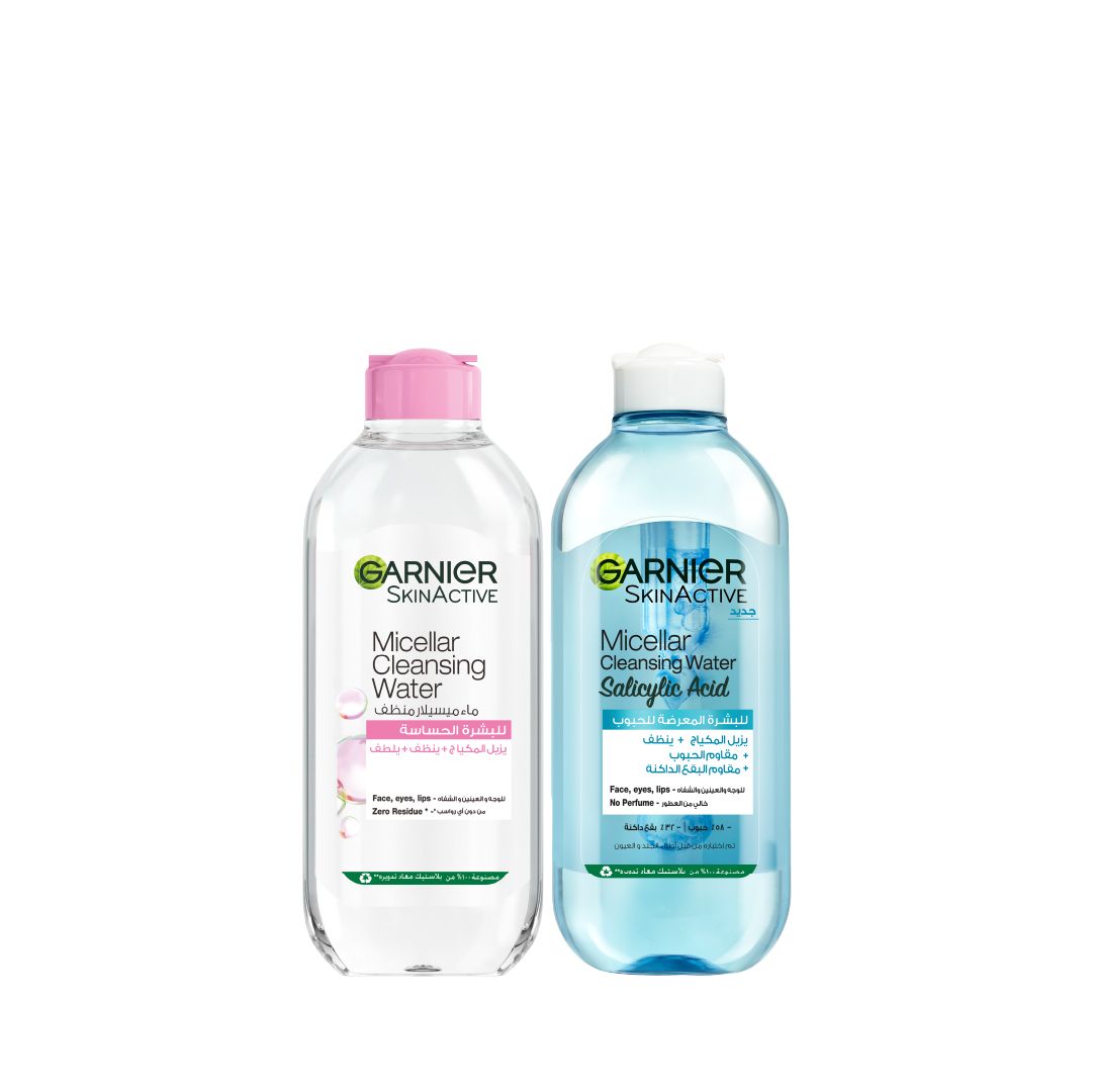 Garnier Micellar Cleansing Water Duo – Sensitive Skin & Salicylic Acid 400ml – 15% Off-1