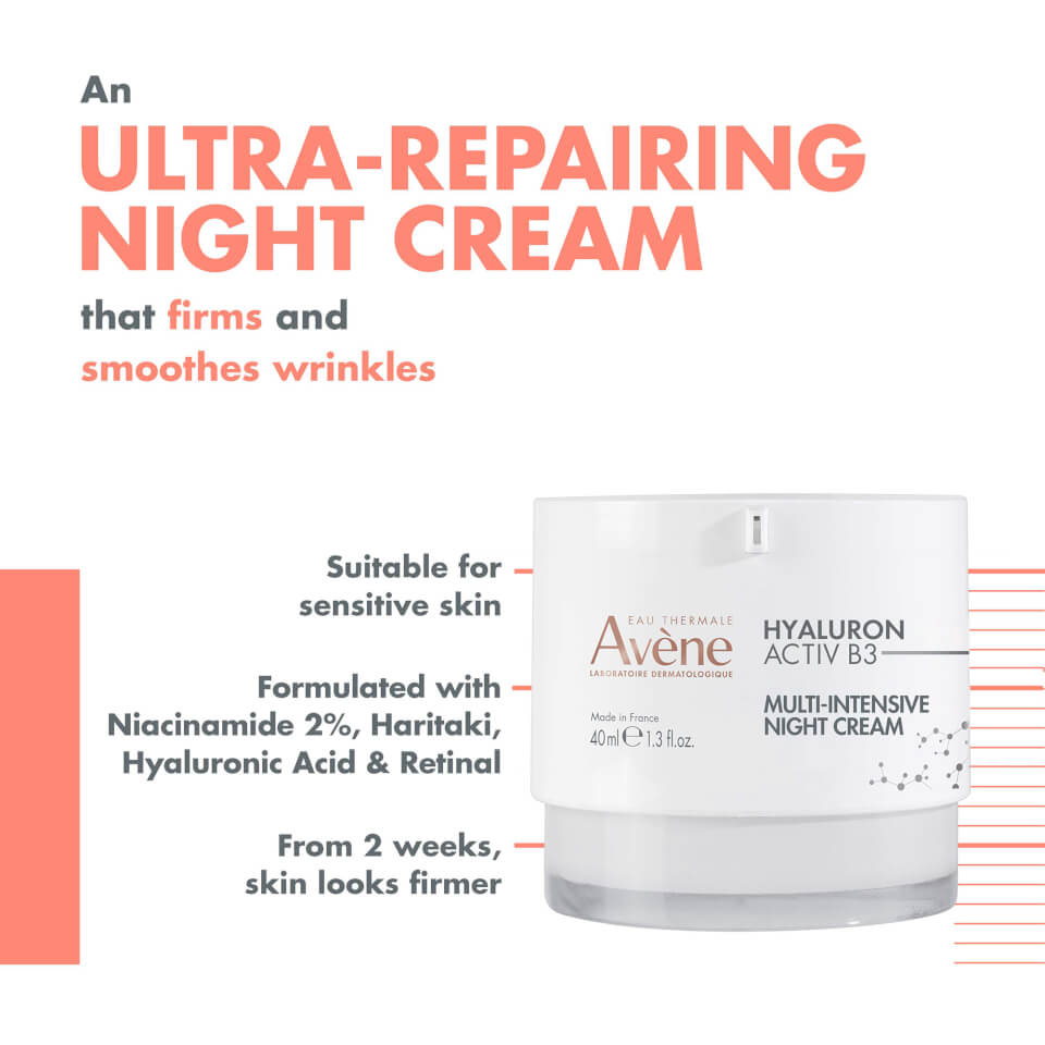 Avene Hyaluron Activ B3 Multi-Intensive Night Cream 40ML - Overnight Hydration and Anti-Aging Care-5